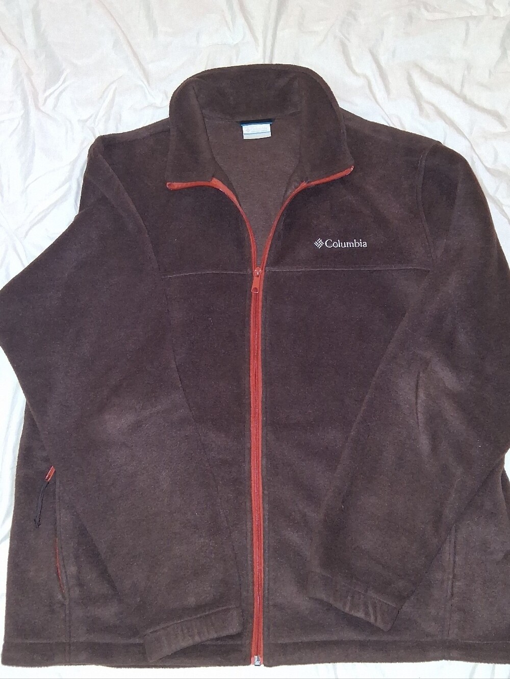 Columbia Brown Fleece Jacket with Red Trim